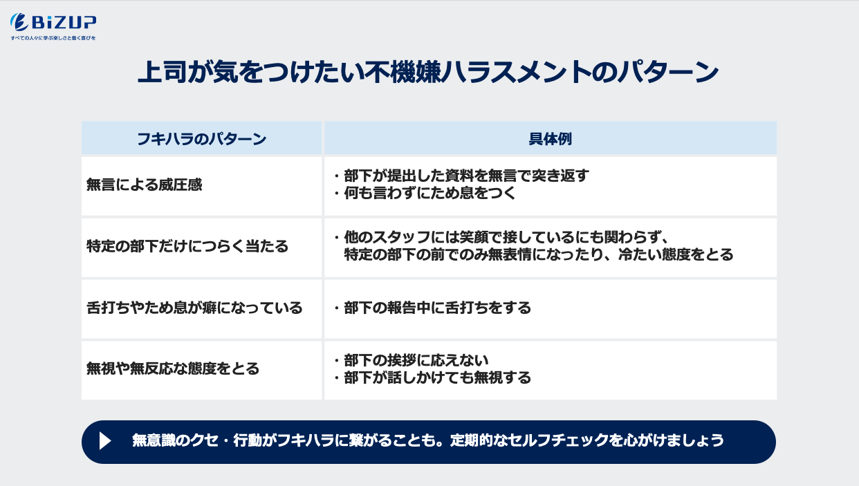 上司が気をつけたい不機嫌ハラスメントのパターン