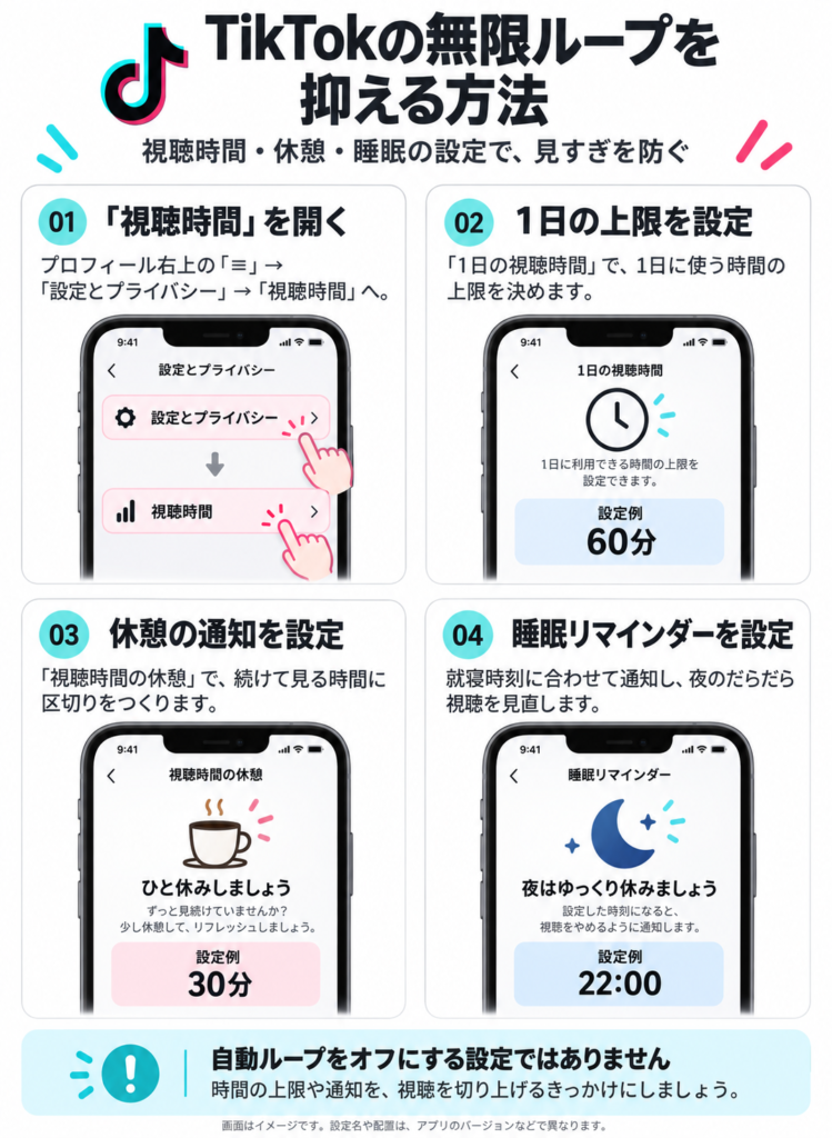TikTokの無限ループを抑える方法